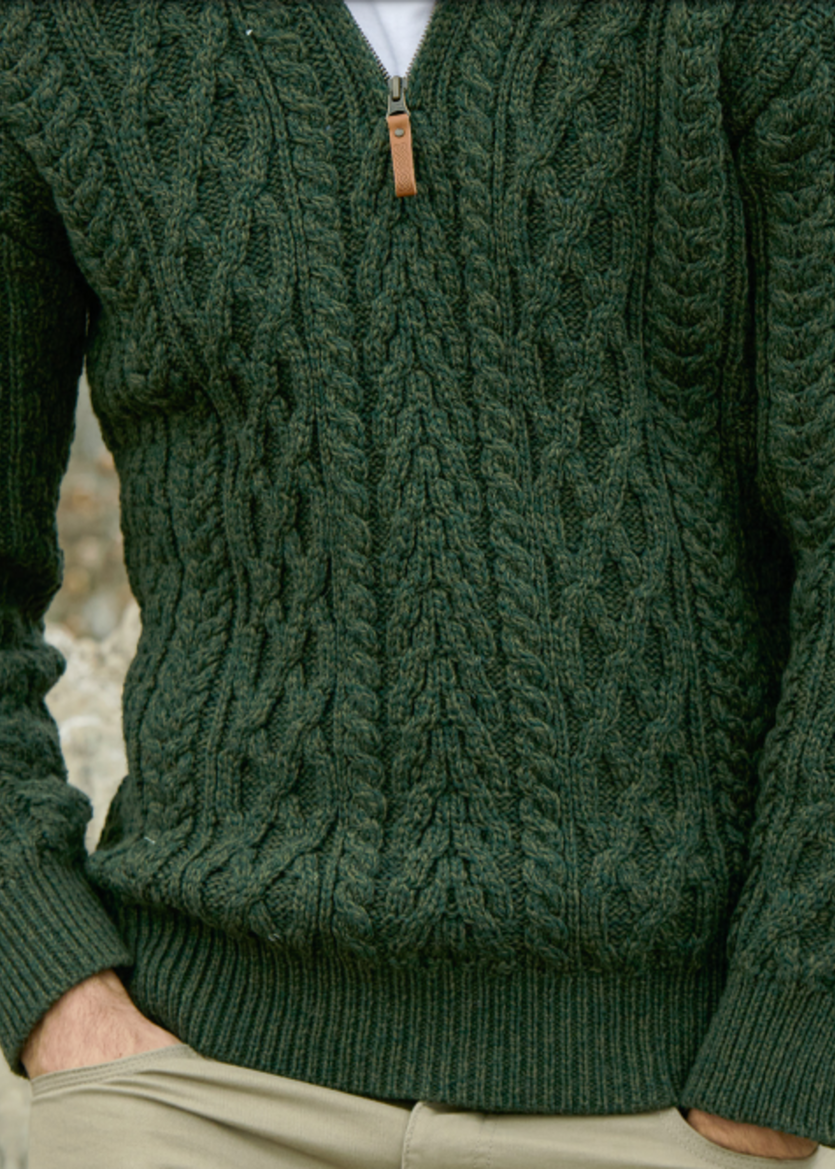 British & Irish Imports Men's X4295 Irish Wool Sweaterc* Green * Medium