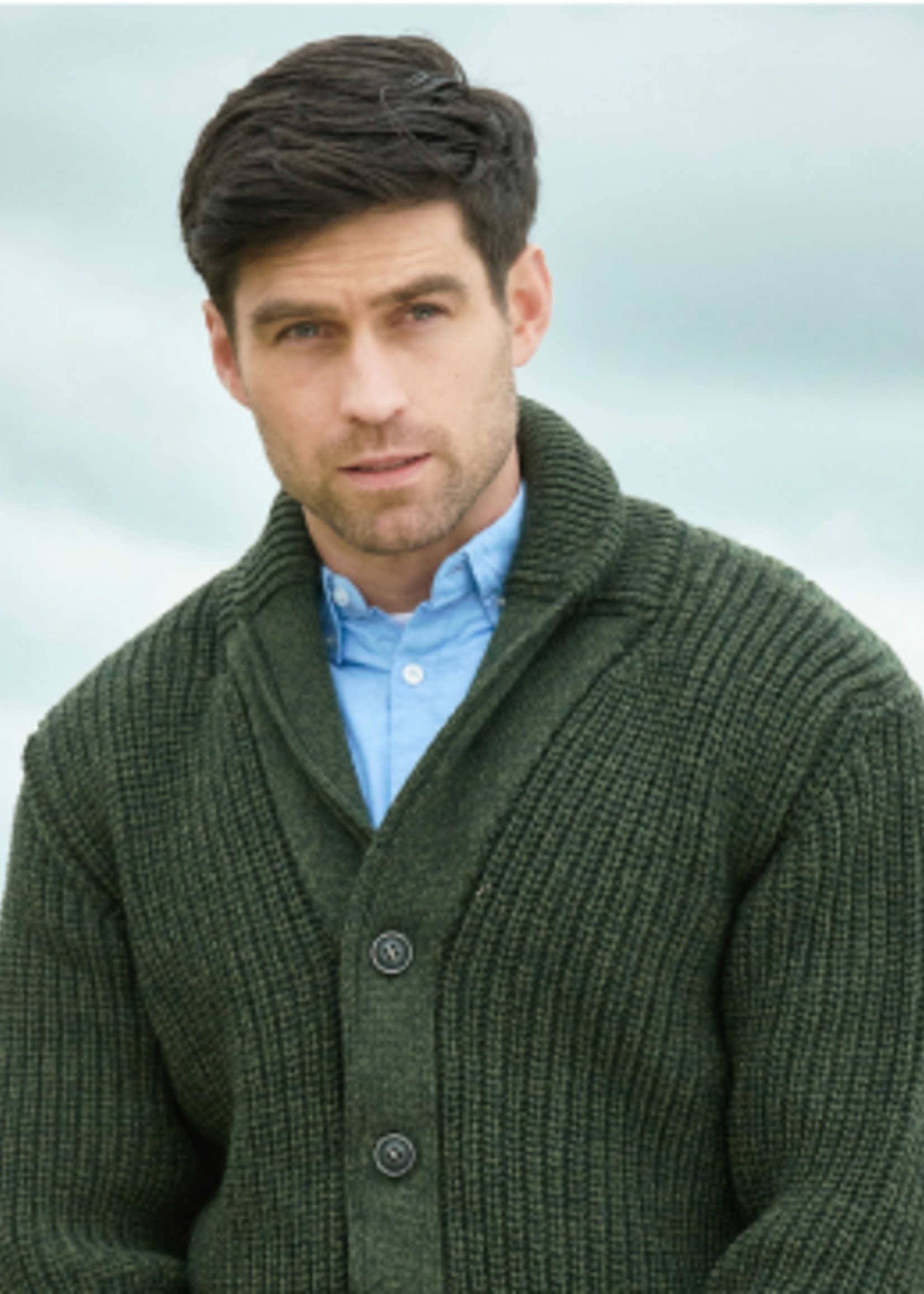 British & Irish Imports Slane SH4627 Men's Irish Wool Sweater * Green * Large