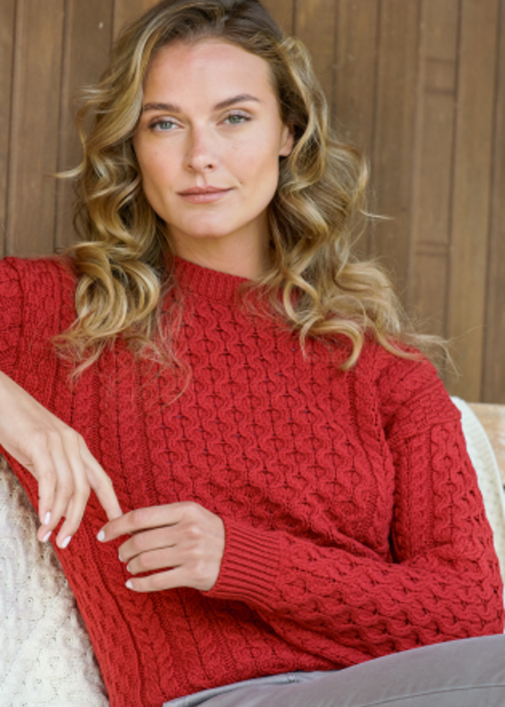 British & Irish Imports Kildare Merino Crew Neck Sweater * Oatmeal * Medium