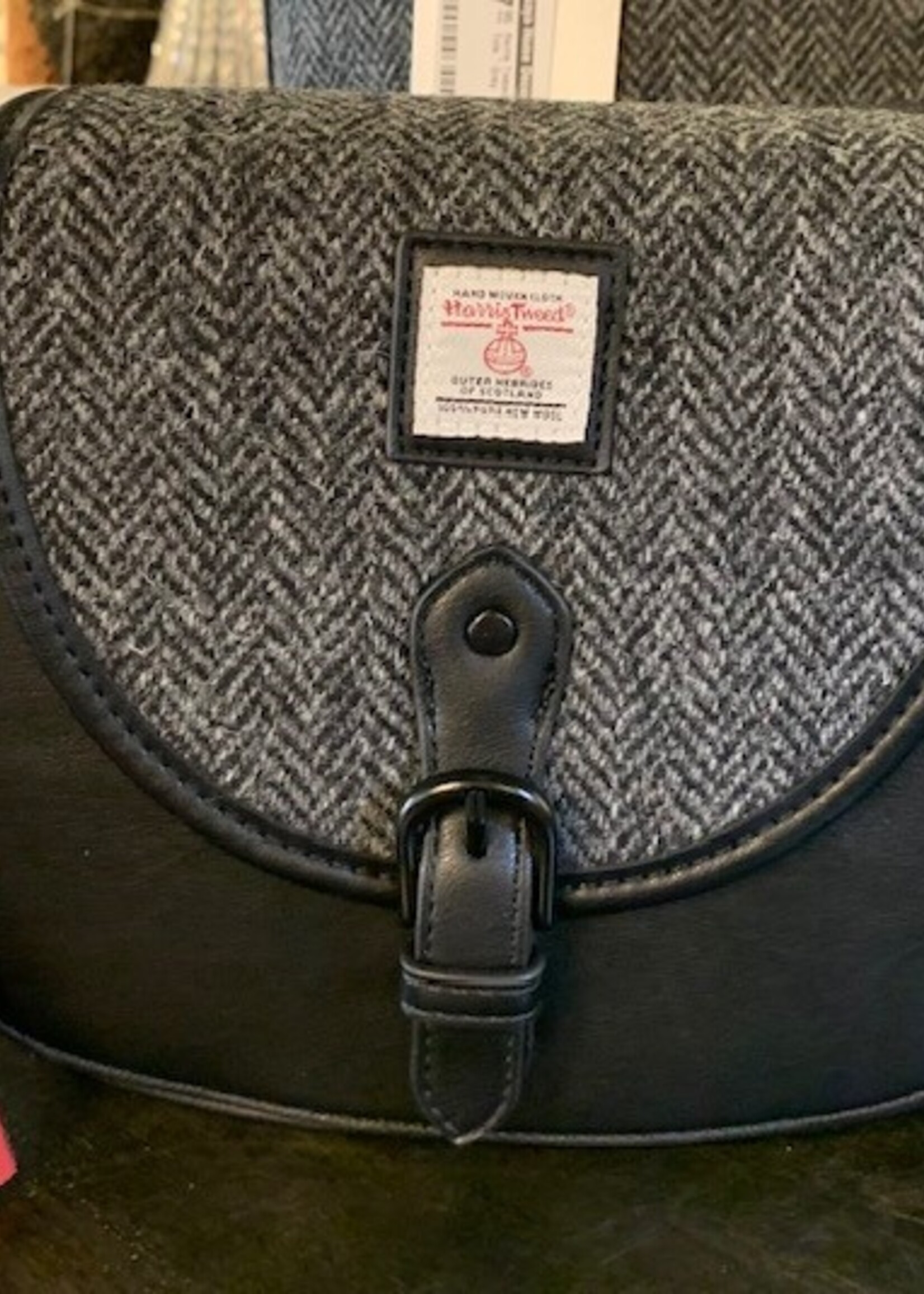 Patrick King Harris Tweed Saddle Bag * Grey