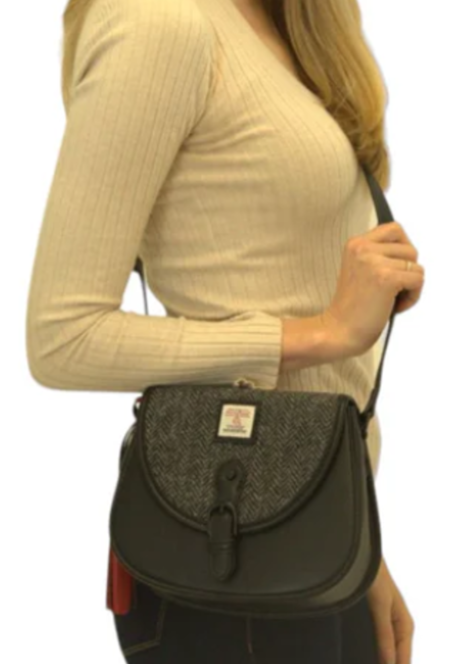 Patrick King Harris Tweed Saddle Bag * Grey