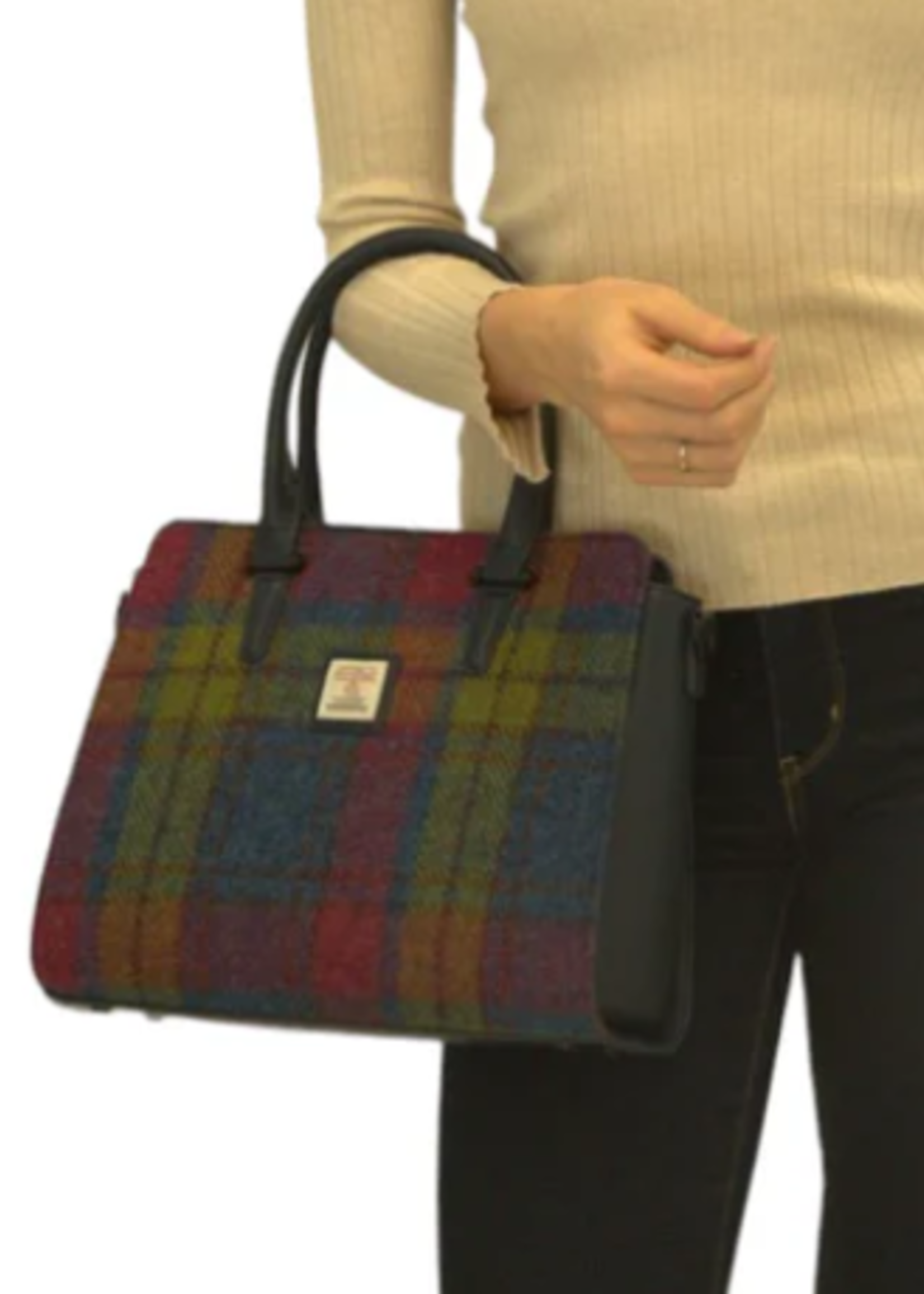 Patrick King Harris Tweed Double Handle Tote * Blue