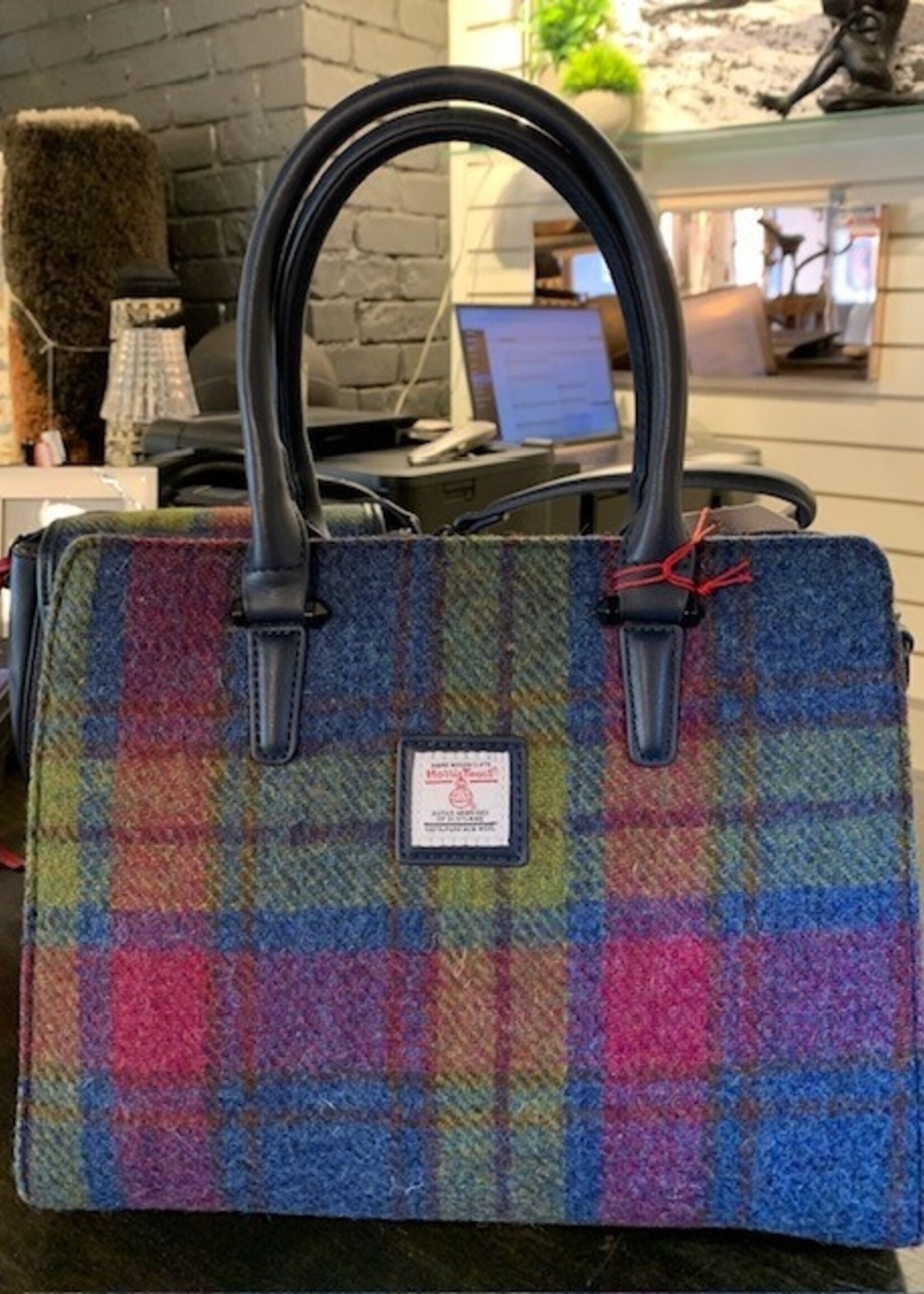 Patrick King Harris Tweed Double Handle Tote * Blue