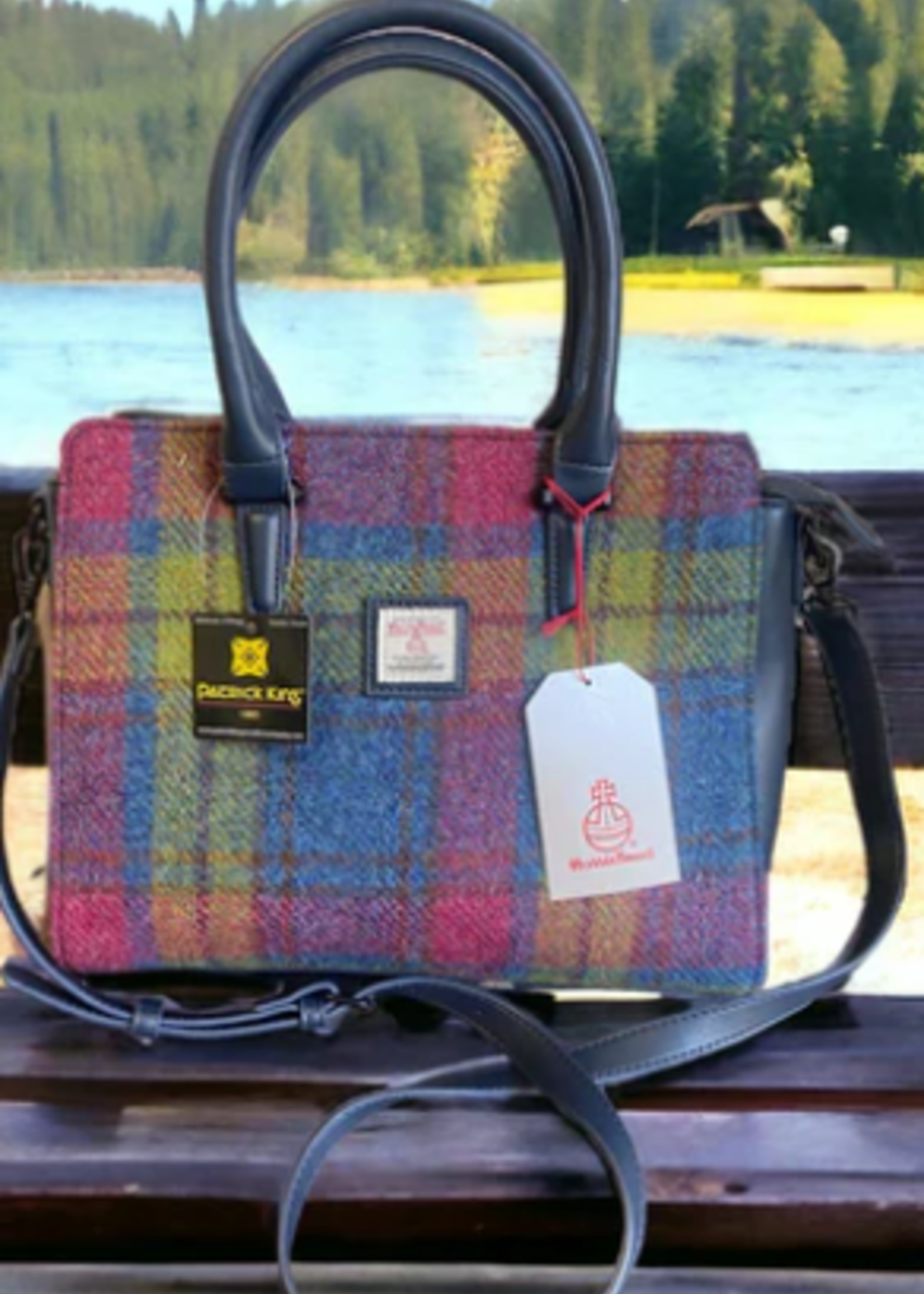 Patrick King Harris Tweed Double Handle Tote * Blue