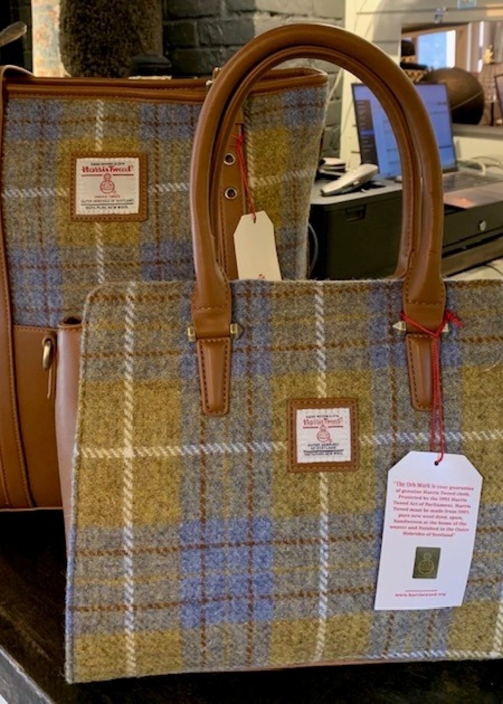 Patrick King Harris Tweed Double Handed Tote * Light Brown