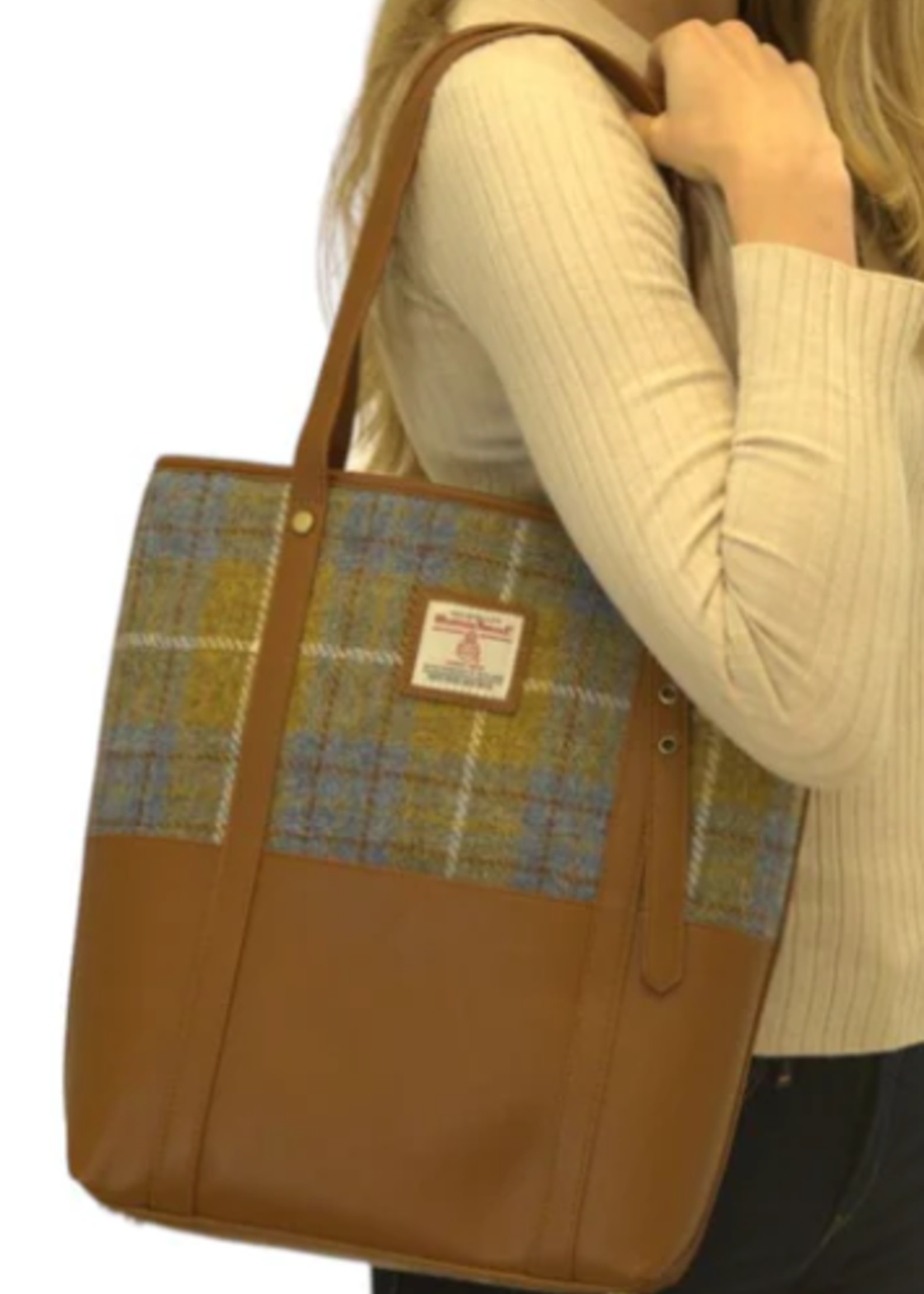 Patrick King Harris Tweed Large Tote * Light Brown