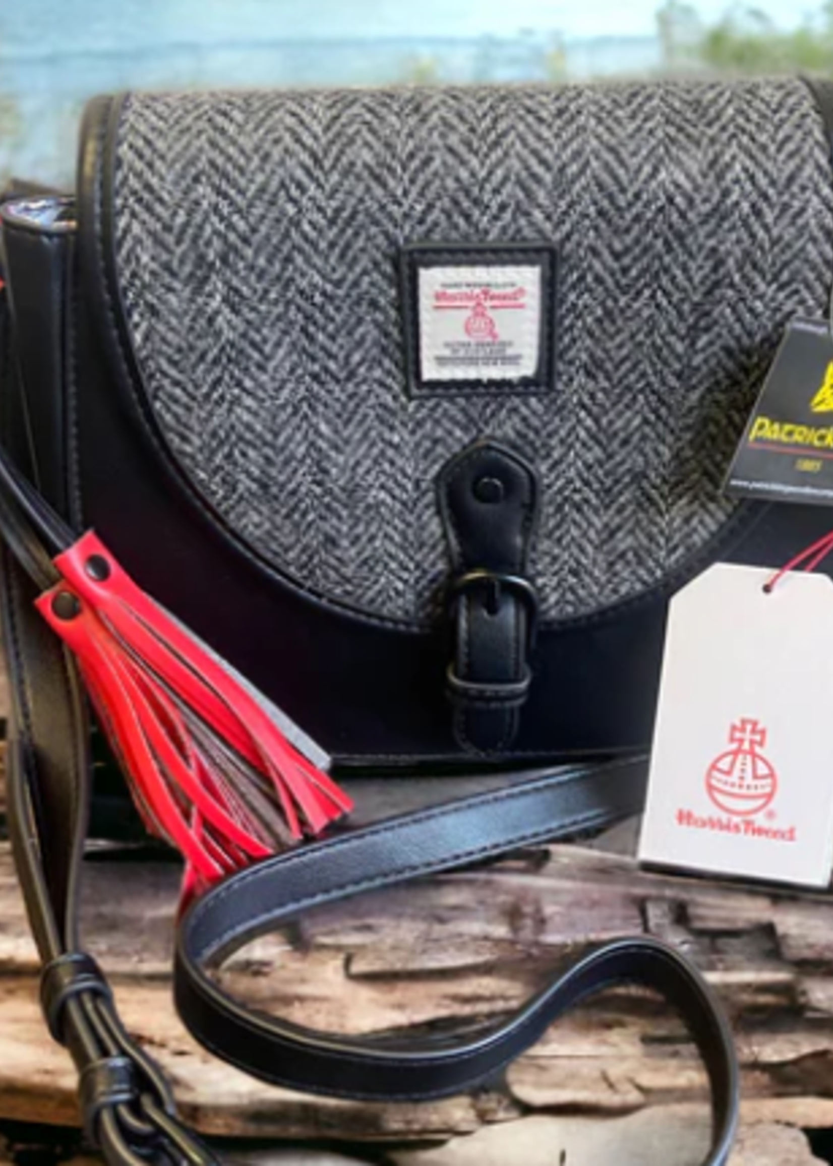 Patrick King Harris Tweed Saddle Bag * Grey