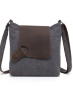 Da Van Canvas Shoulder Bag with Leather Trim * SB 538 * Grey