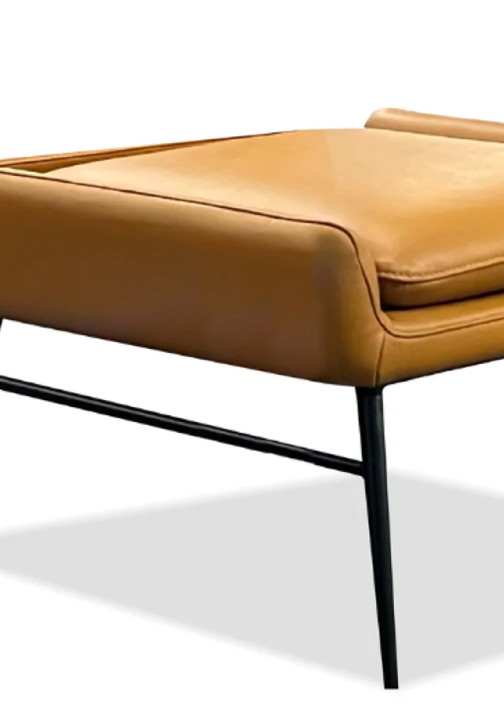 Mobital Morisson Lounge Ottoman * Whiskey Leather * Black Legs