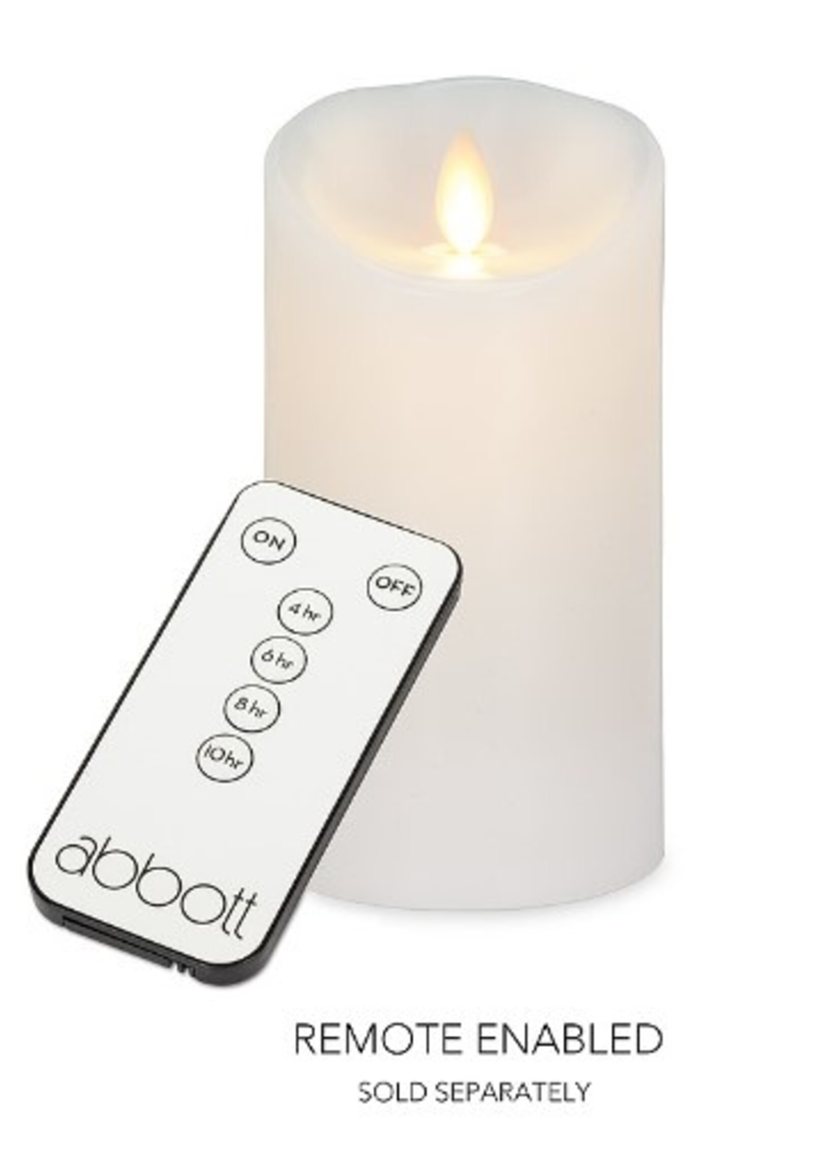 Abbott Reallite Flameless Candle * 3" x 5.5" * Remote Enabled *  White