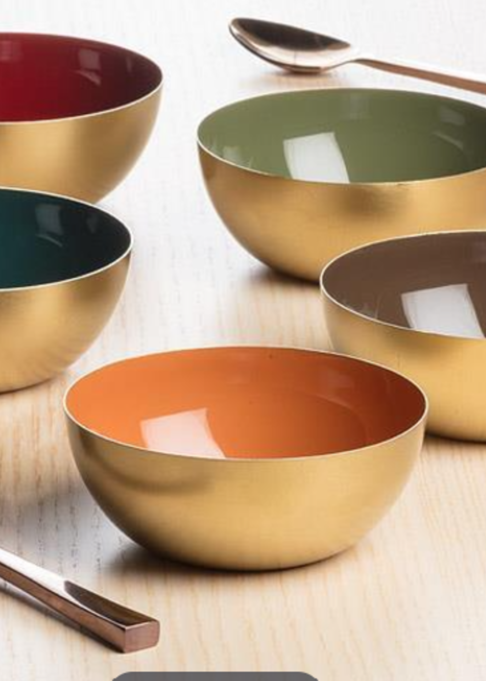 Abbott Mini Enamel Dipping Bowl * Gold & Red