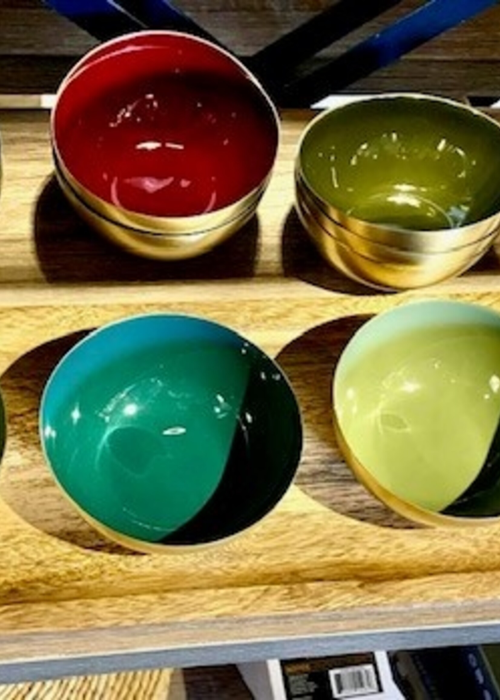 Abbott Mini Enamel Dipping Bowls * Gold & Teal