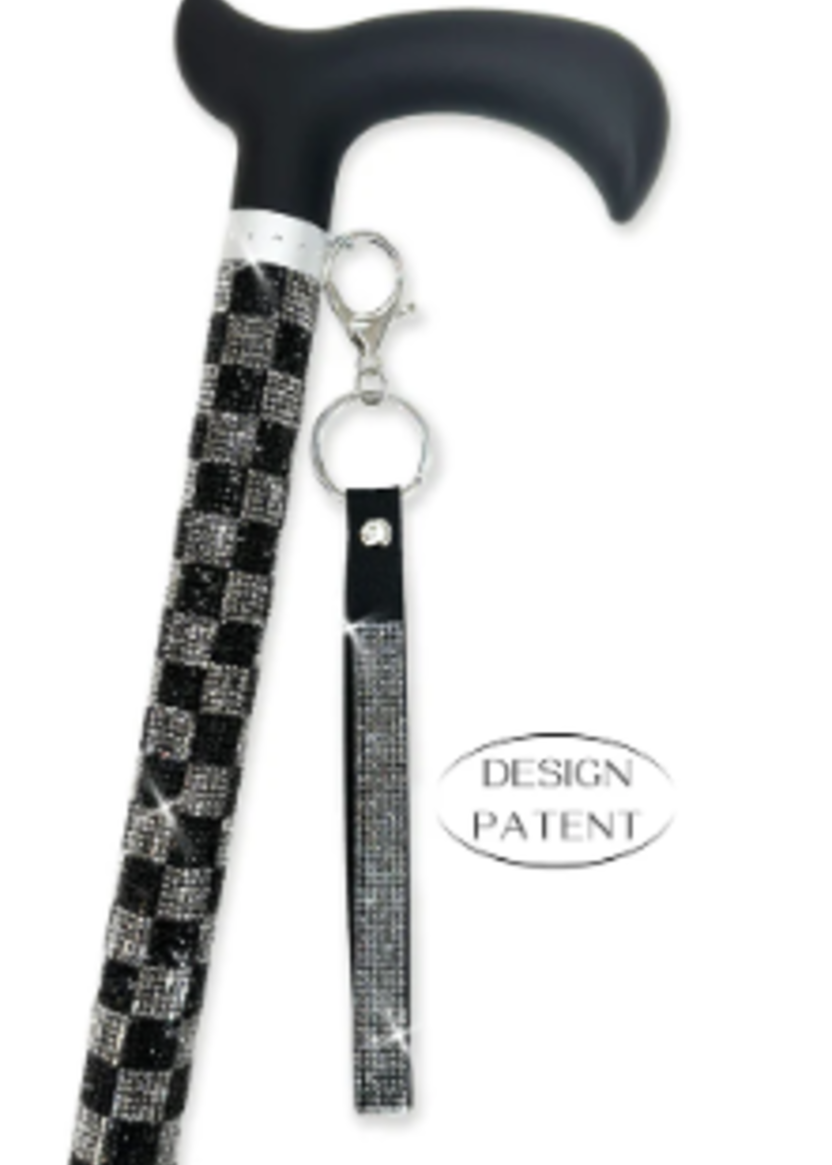 Jacqueline Kent Jacqueline Kent Cane * Checkmate Light Crystal * Silver Black
