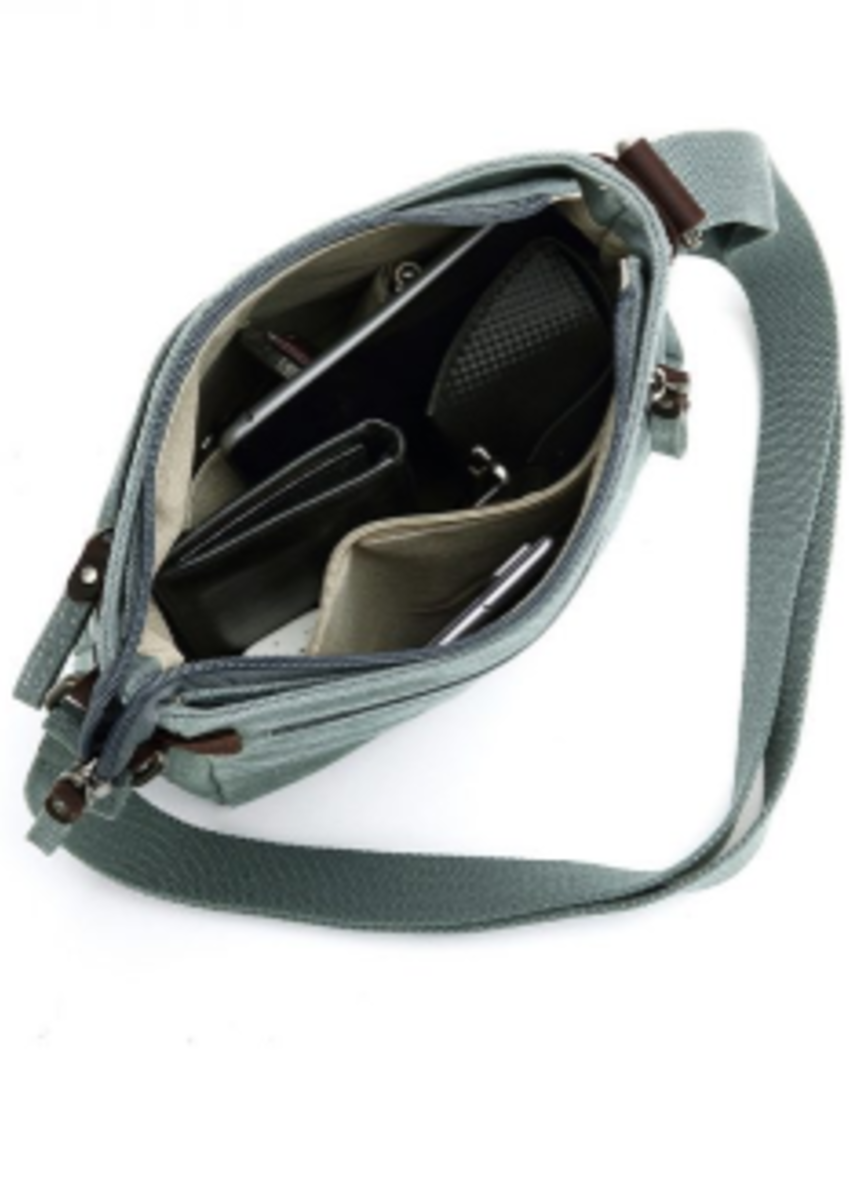 Da Van Canvas Small Cross Body with Leather Trim * SB 609 * Turquoise