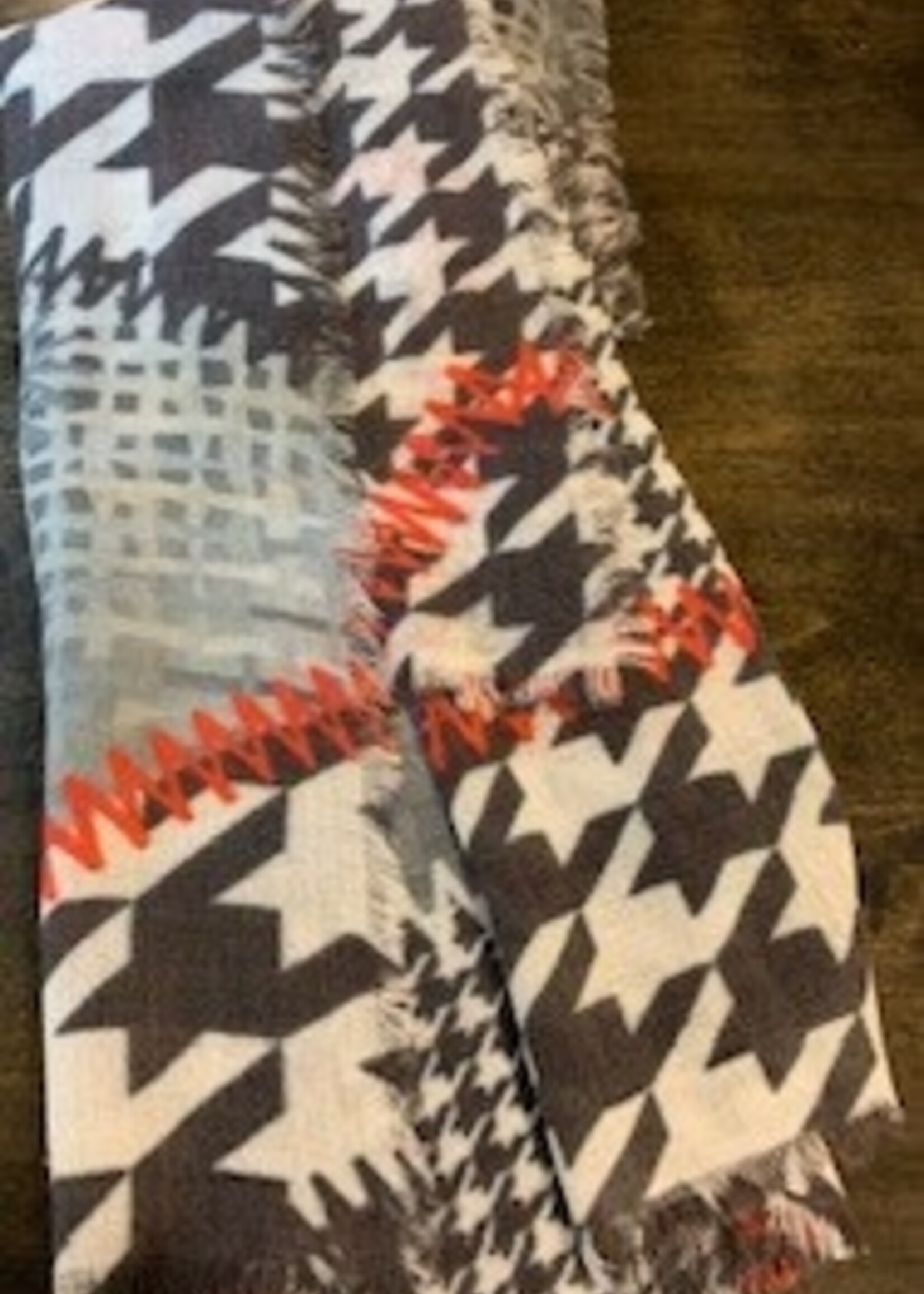 Radiance Raw Edge Wool Mix Scarf * 30" x 36" * Houndstooth