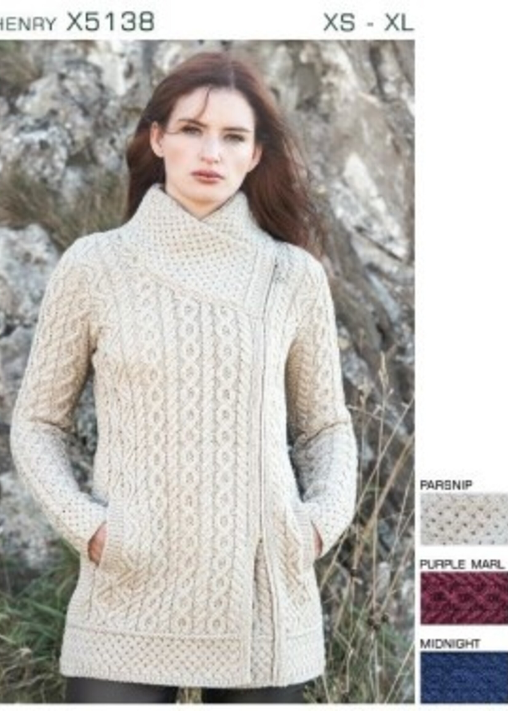 British & Irish Imports Athenry Zippered Short Cardigan * Midnight * Large