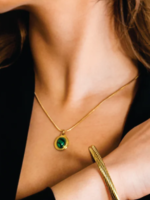 Hackney Nine/Dye Cast Kristos Necklace * Gold & Malachite
