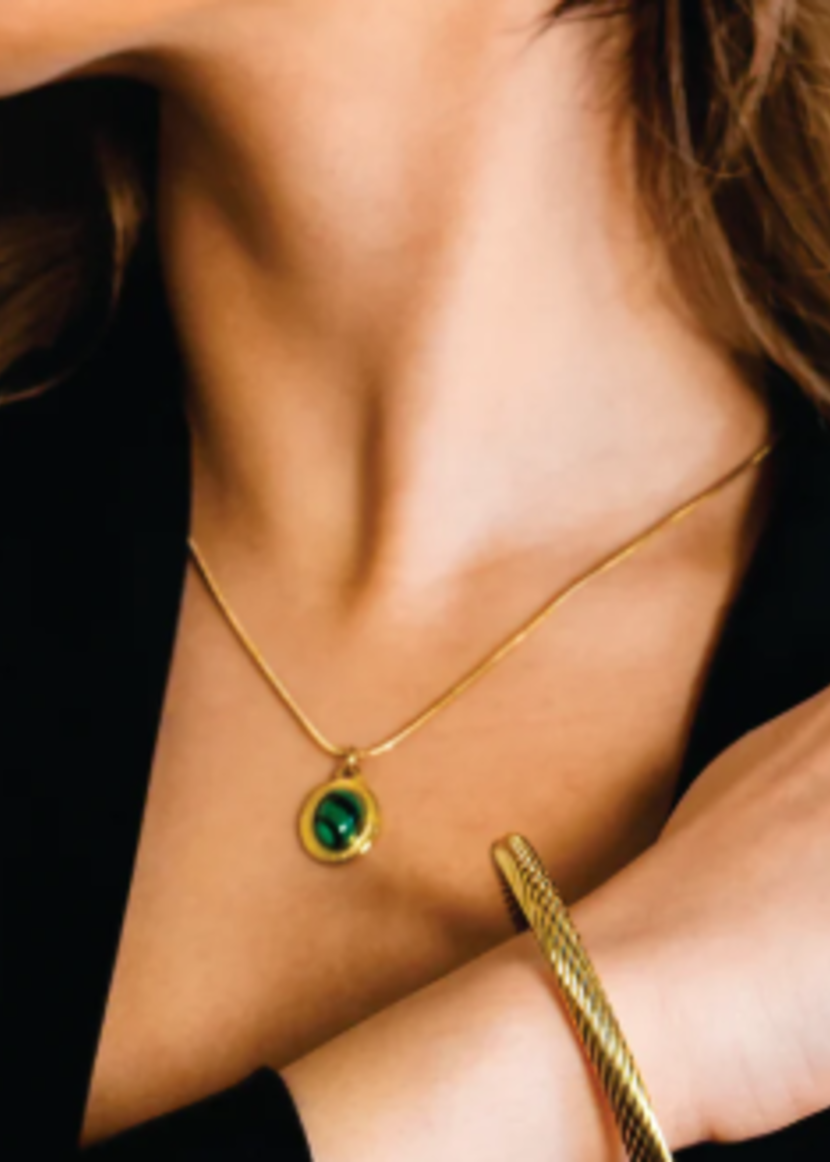 Hackney Nine/Dye Cast Kristos Necklace * Gold & Malachite