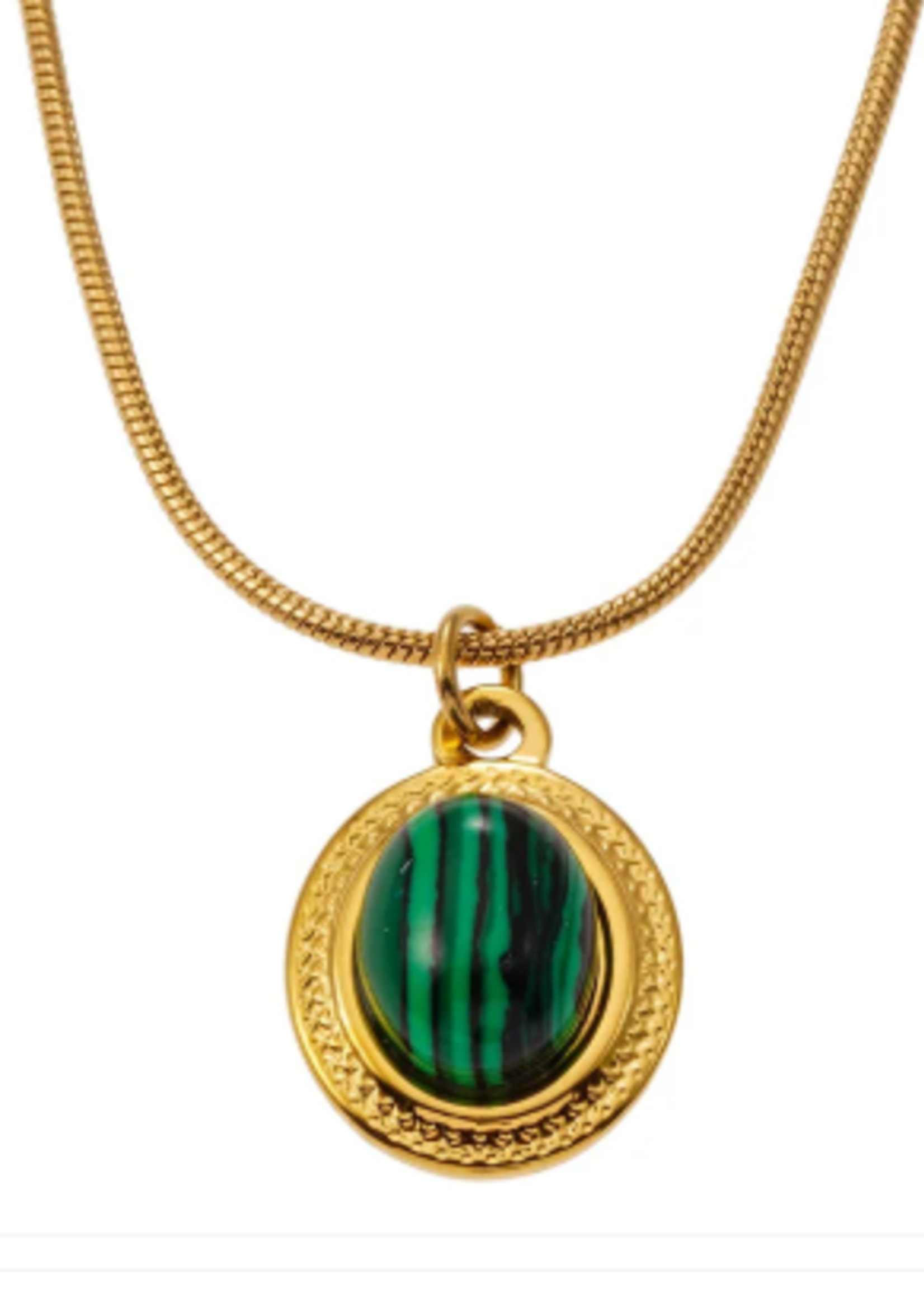 Hackney Nine/Dye Cast Kristos Necklace * Gold & Malachite
