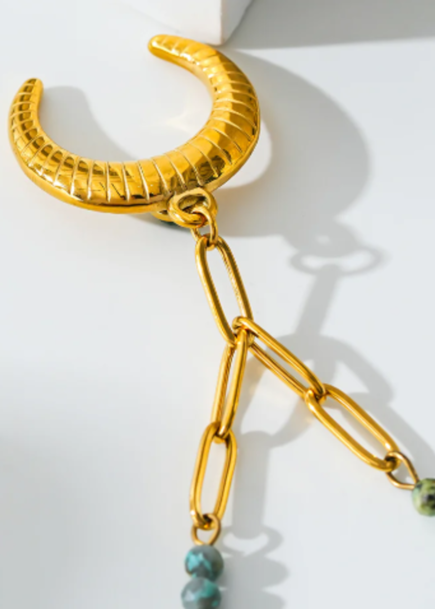 Hackney Nine/Dye Cast Lille Necklace * Gold w/African Tourquoise Stones