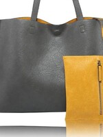 La Volta Daniella Reversible Tote * Charcoal & Mustard
