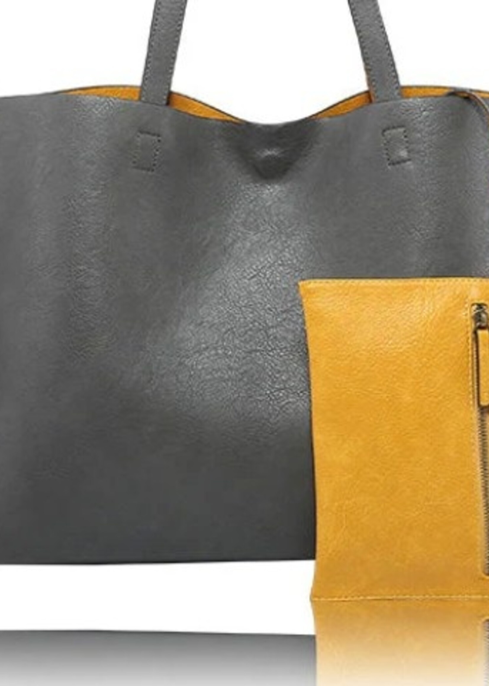 La Volta Daniella Reversible Tote * Charcoal & Mustard