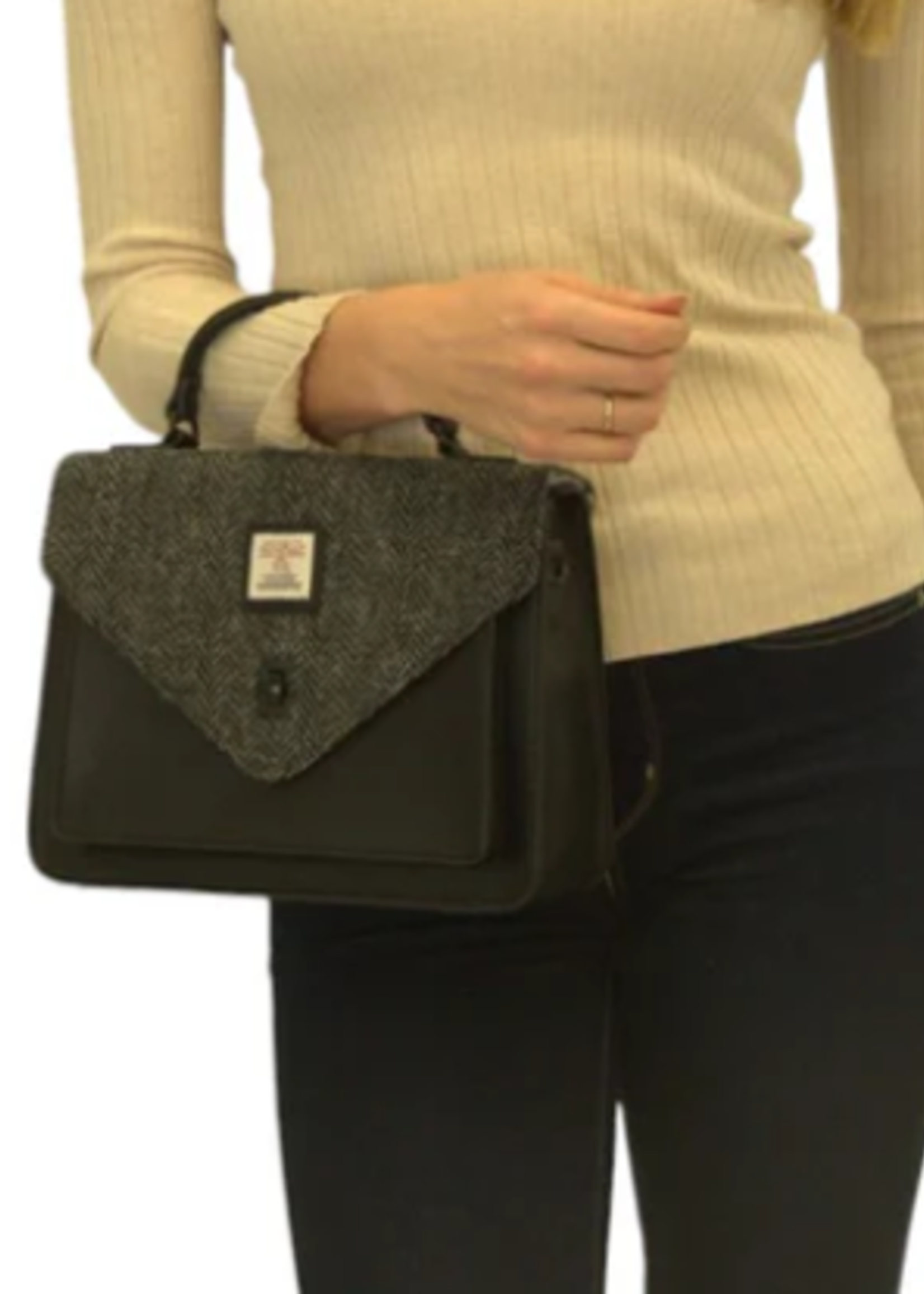 Patrick King Harris Tweed Double Handle Tote * Grey