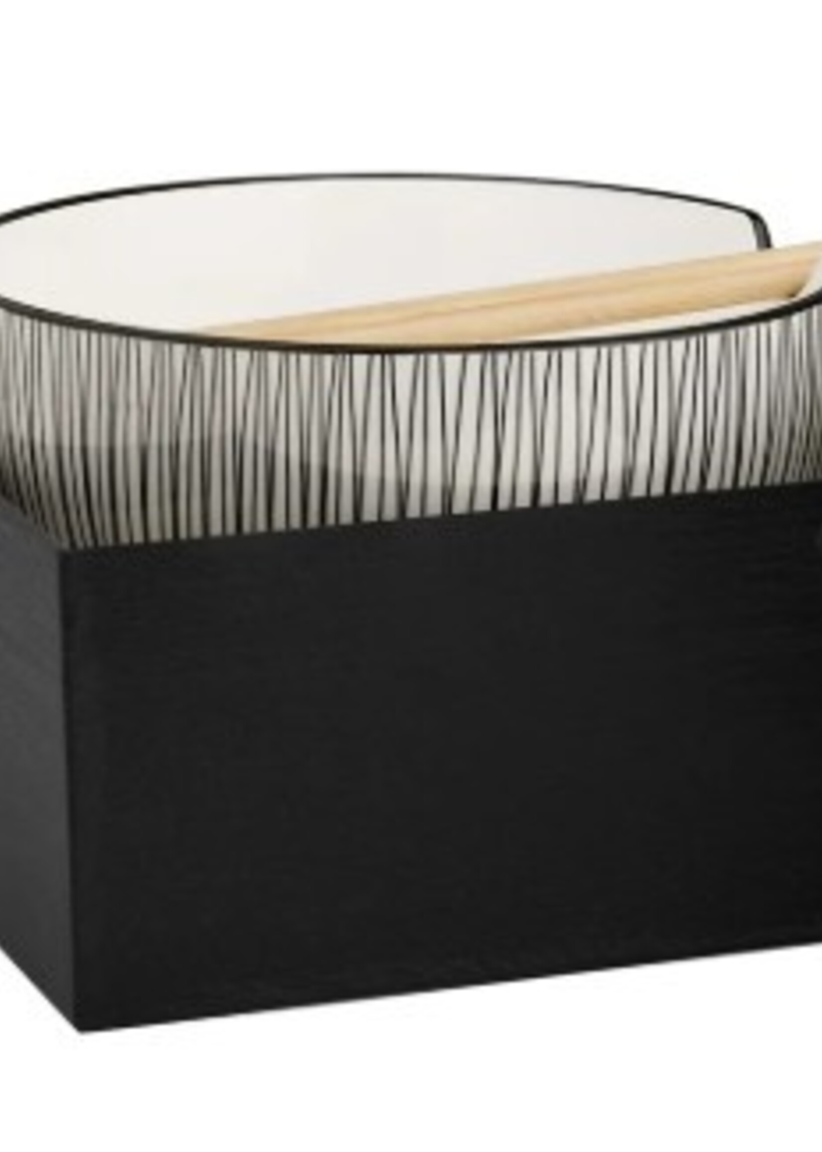 Torre & Tagus Kiri Porcelain Noodle Bowl w/Chopsticks * Black Line * 7"