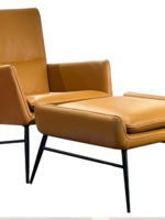 Mobital Morisson Lounge Chair & Ottoman * Whiskey Leather * Black legs