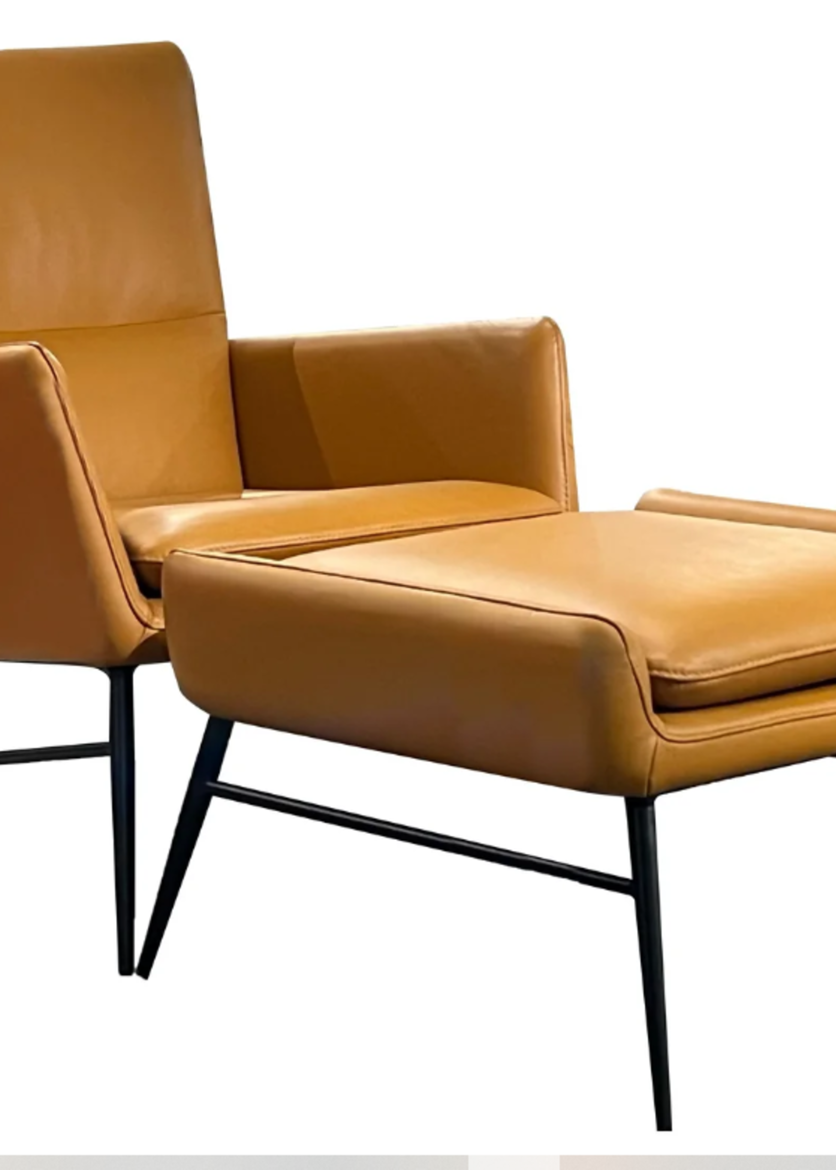 Mobital Morisson Lounge Chair & Ottoman * Whiskey Leather * Black legs