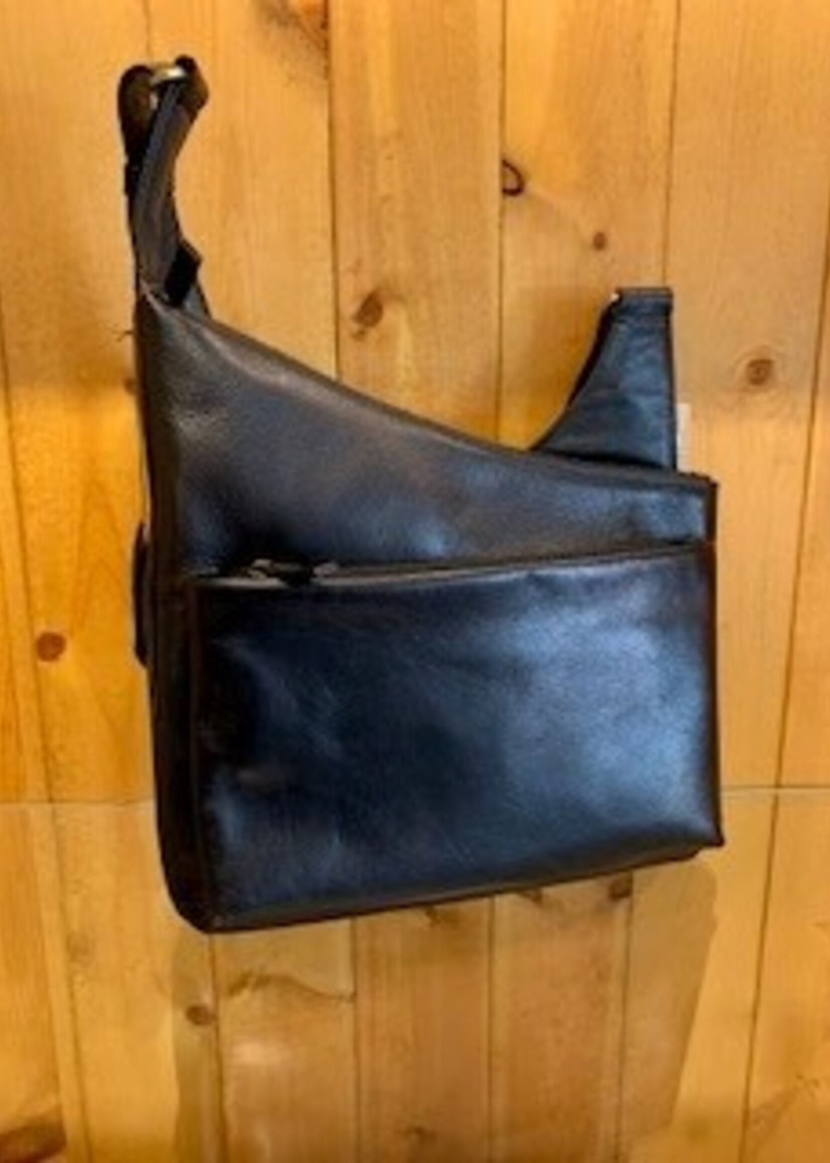 Derek Alexander Derek Alexander BR8025 Angled Top Zipper Crossbody * Black