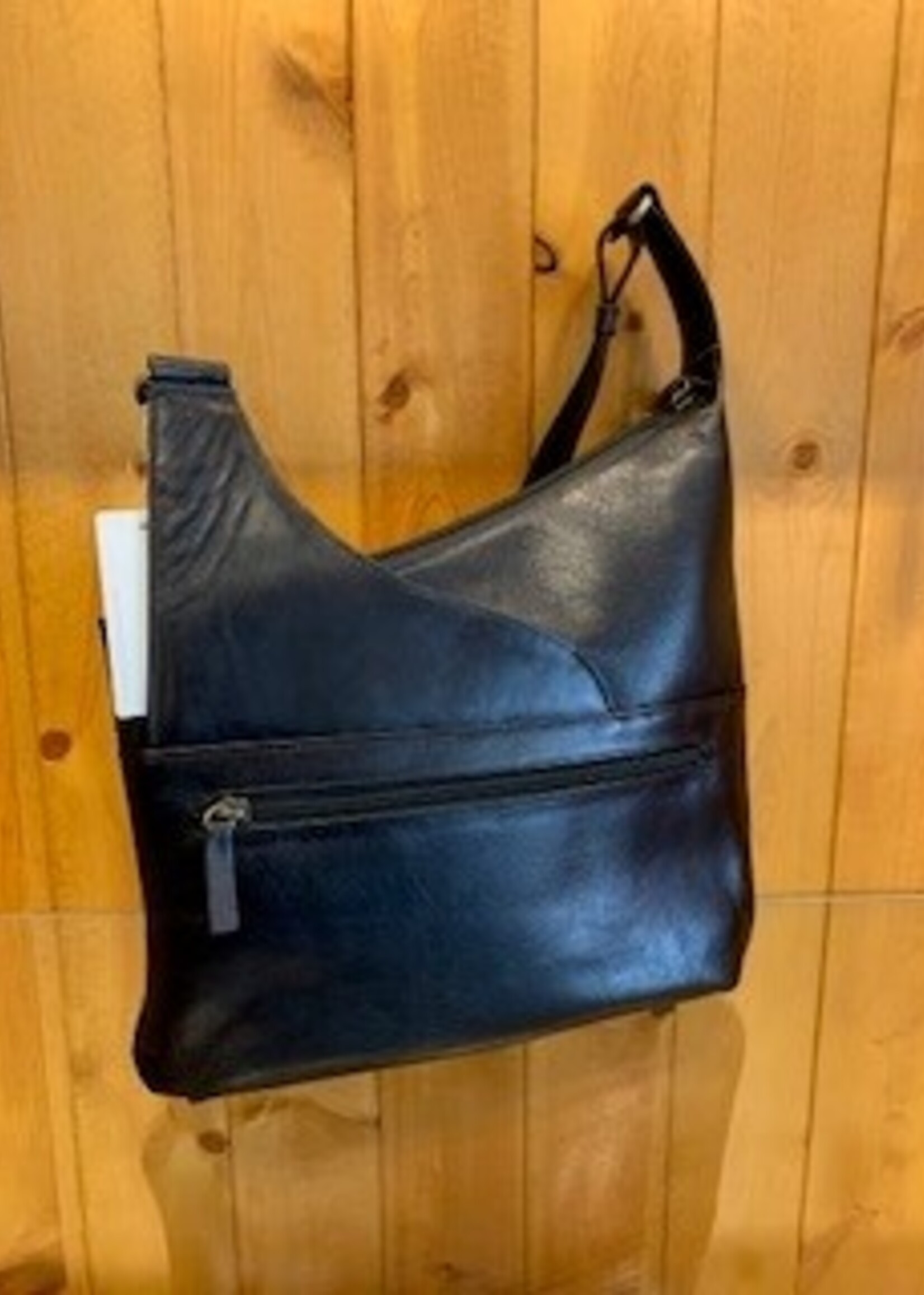 Derek Alexander Derek Alexander BR8025 Angled Top Zipper Crossbody * Black