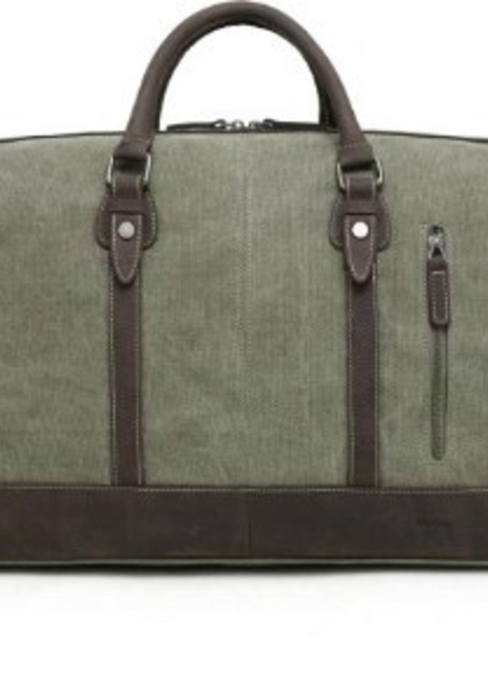 Da Van Waxed Canvas Duffel Bag with Leather Trim * Green