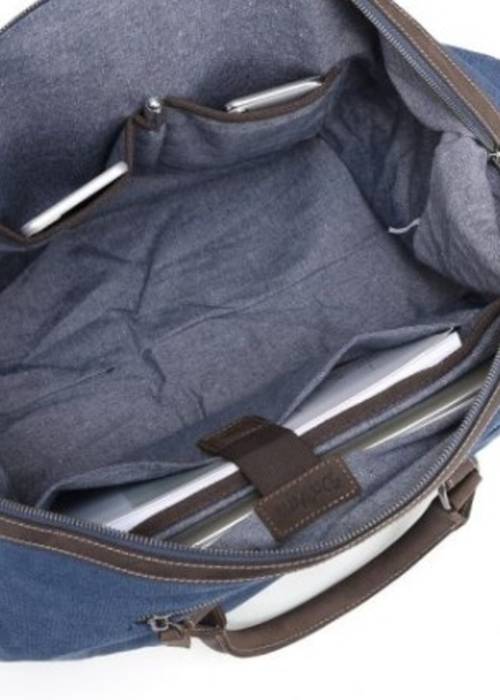 Da Van Waxed Canvas Duffel Bag with Leather Trim * Brown