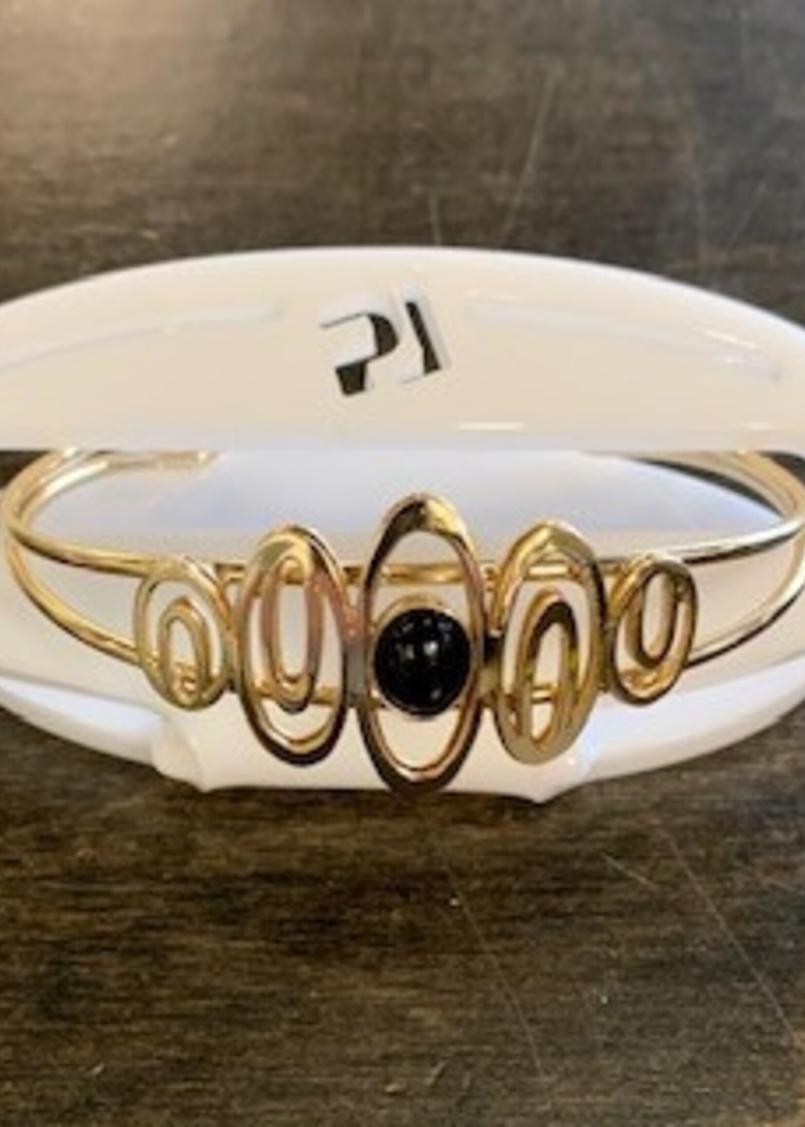Christopher Poly Bridgette Bracelet * Brass & Black Glass