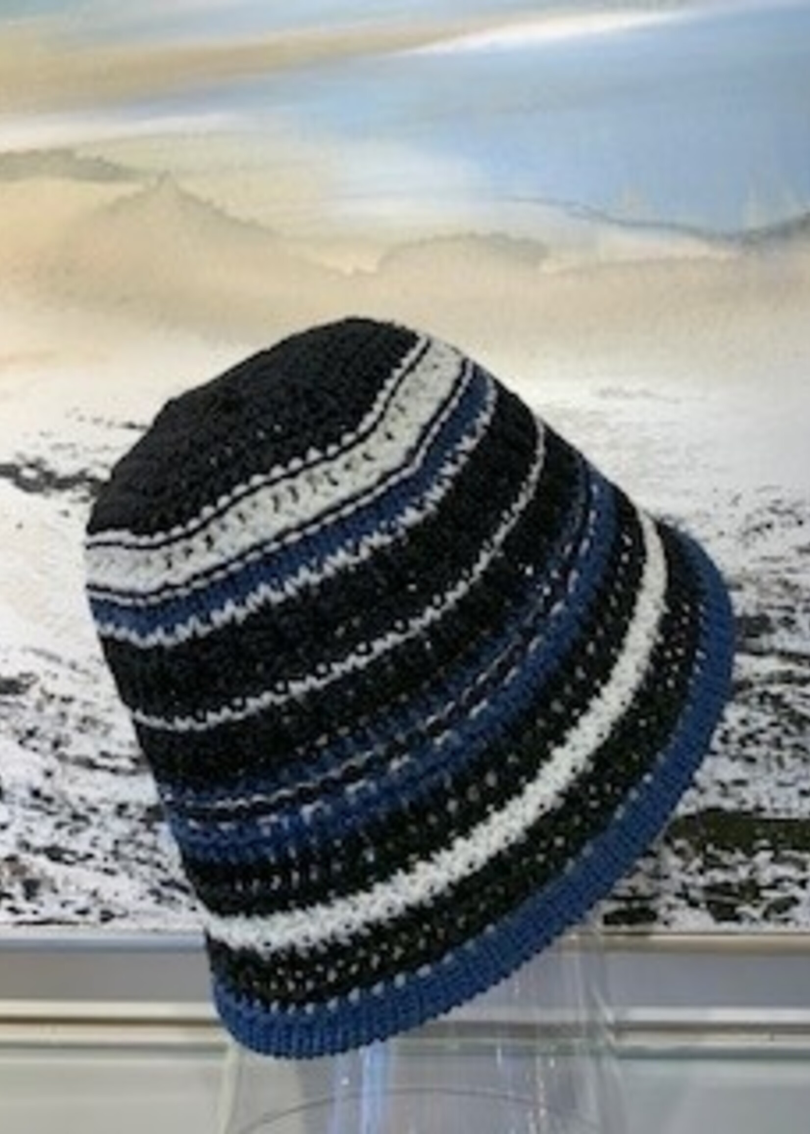 Picabo Mode Summer Ribbed Fabric Hat * Black & Blue