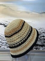 Picabo Mode Summer Ribbed Fabric Hat * Black, Beige & Cream