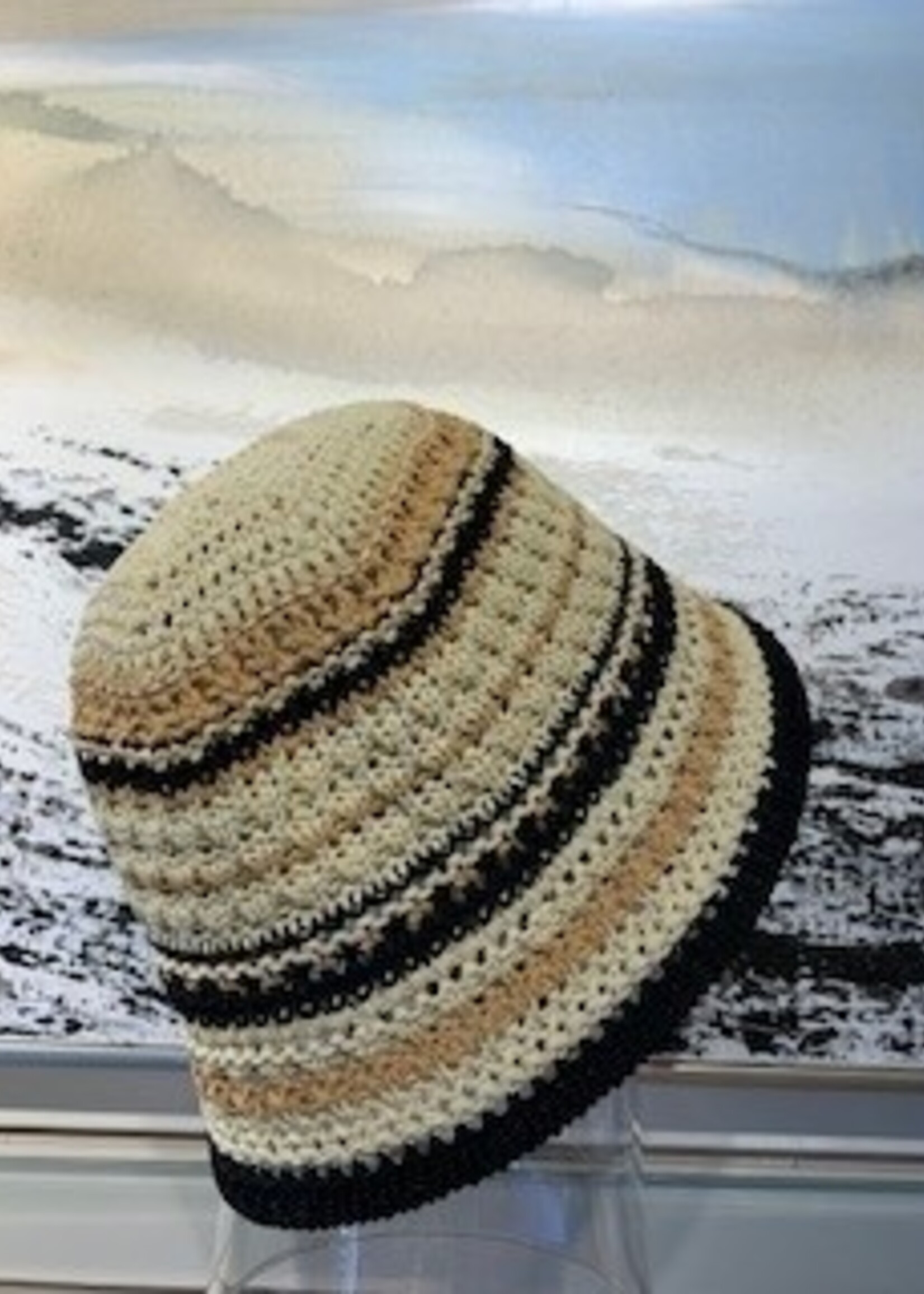 Picabo Mode Summer Ribbed Fabric Hat * Black, Beige & Cream