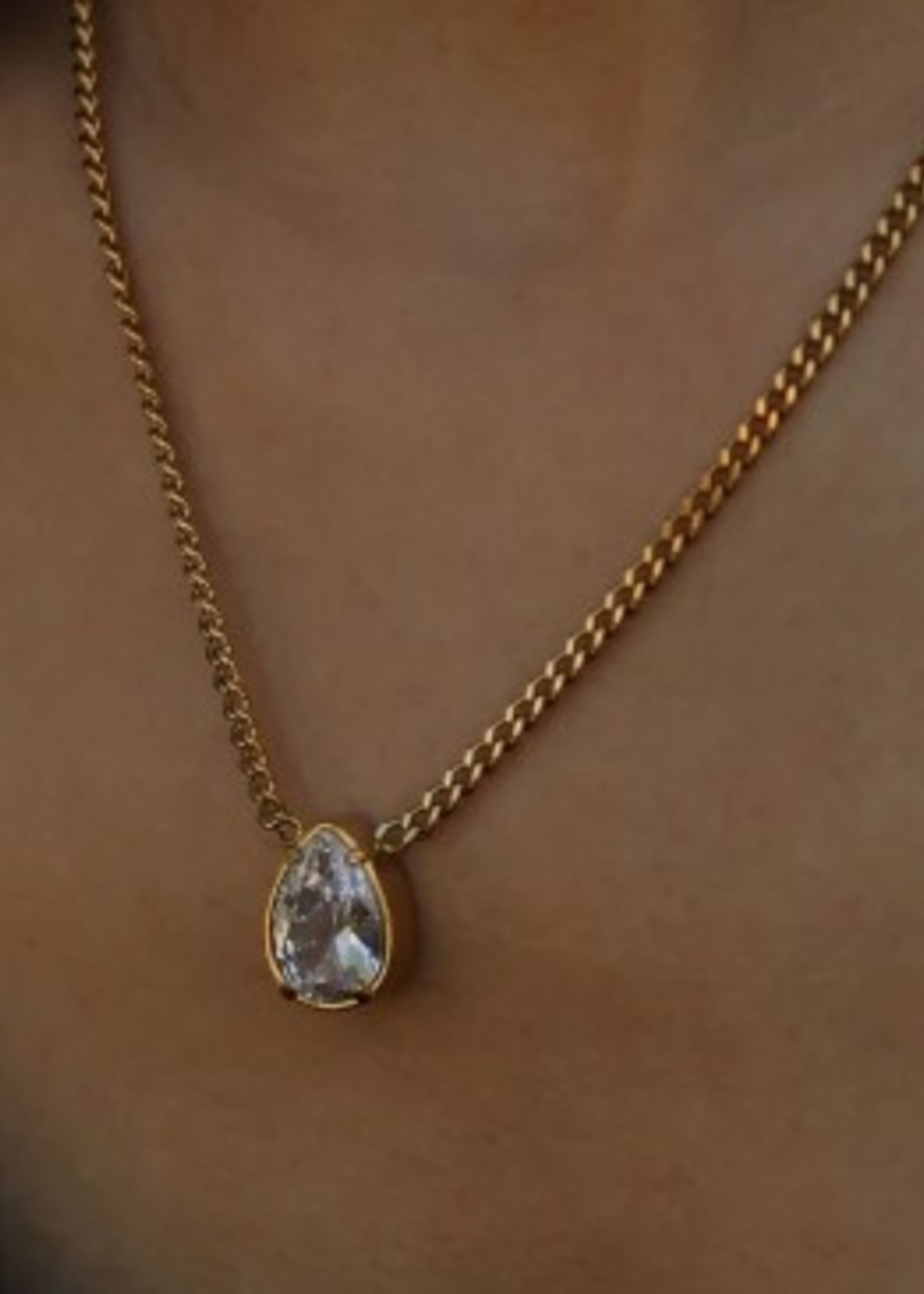 Hackney Nine/Dye Cast Twyla Gold Necklace w/Triple A Zirconia