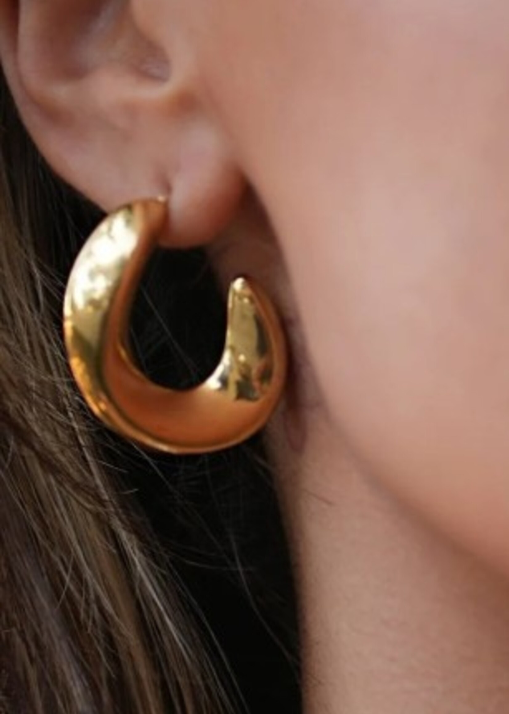 Hackney Nine/Dye Cast Galena Twisted Gold Hoop Earrings