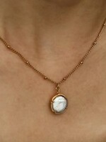 Hackney Nine/Dye Cast Lerati Beaded Chain w/Encased Freshwater Pearl * Gold