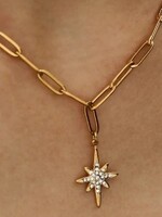 Hackney Nine/Dye Cast Malvina Mix Chain w/Zirconia Star Pendant * Gold