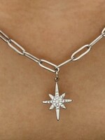 Hackney Nine/Dye Cast Malvina Mix Chain w/Zirconia Star Pendant * Silver