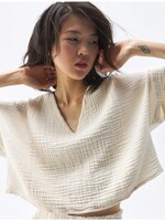 Pokoloko Crinkle Crop Top * Cream * Over Sized