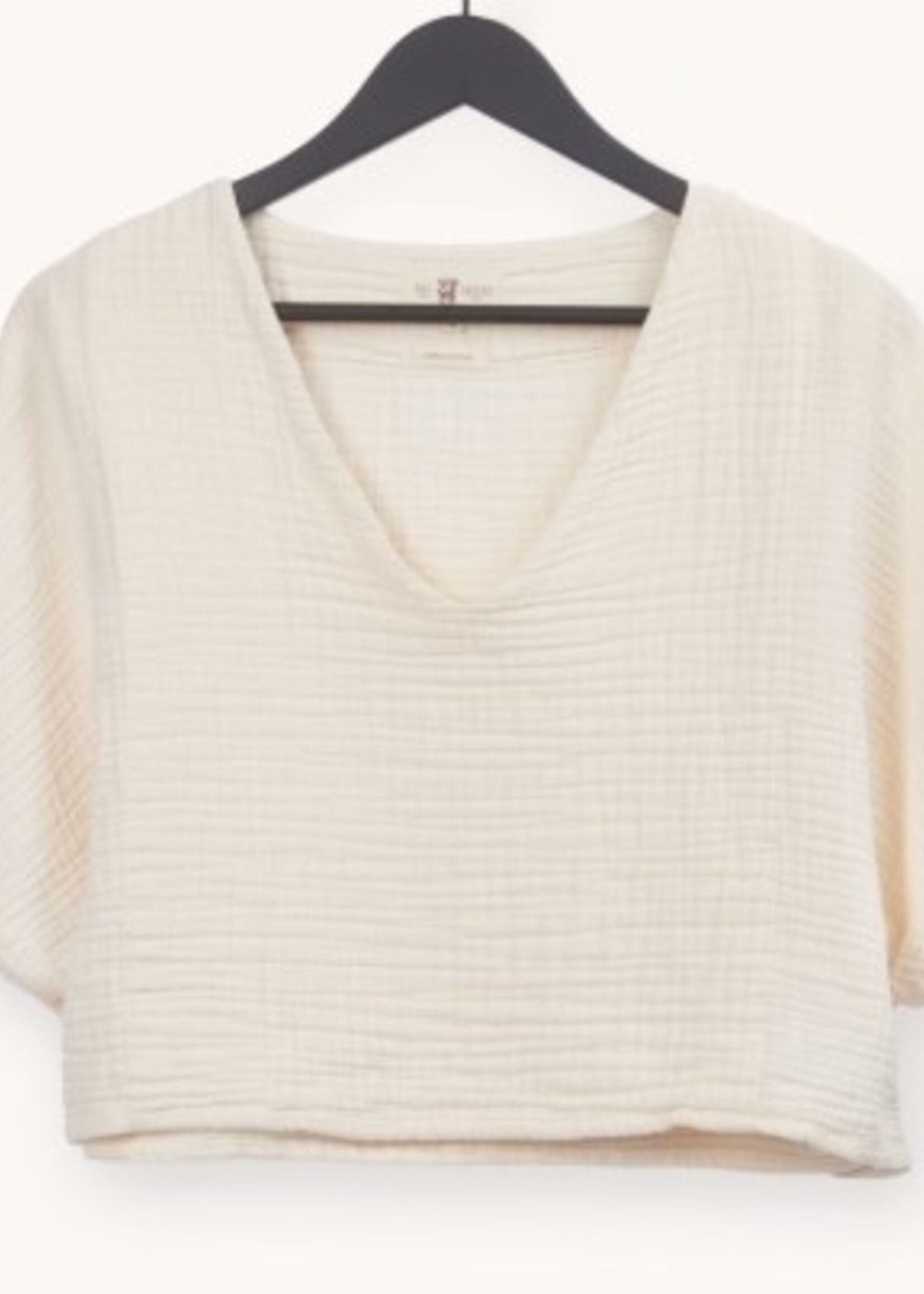 Pokoloko Crinkle Crop Top * Cream * Over Sized