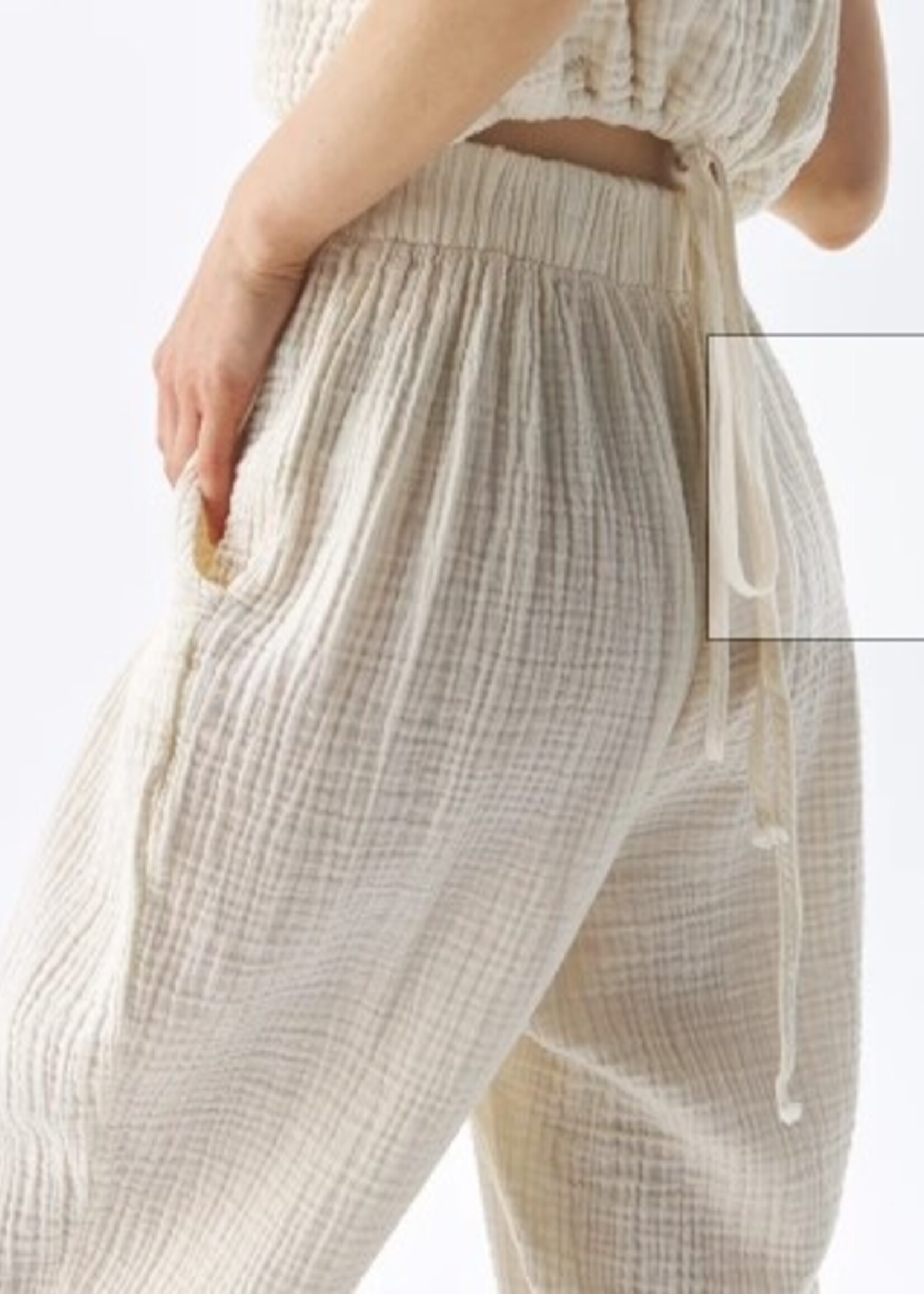 Pokoloko Crinkle Slouchy Pants * Cream * One Size