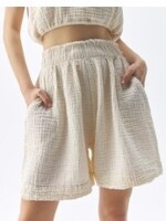 Pokoloko Crinkle Relaxed Shorts * Cream * One Size