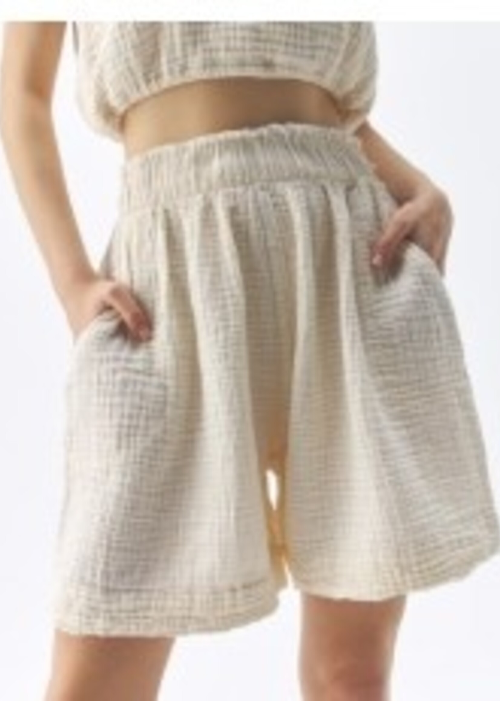 Pokoloko Crinkle Relaxed Shorts * Cream * One Size