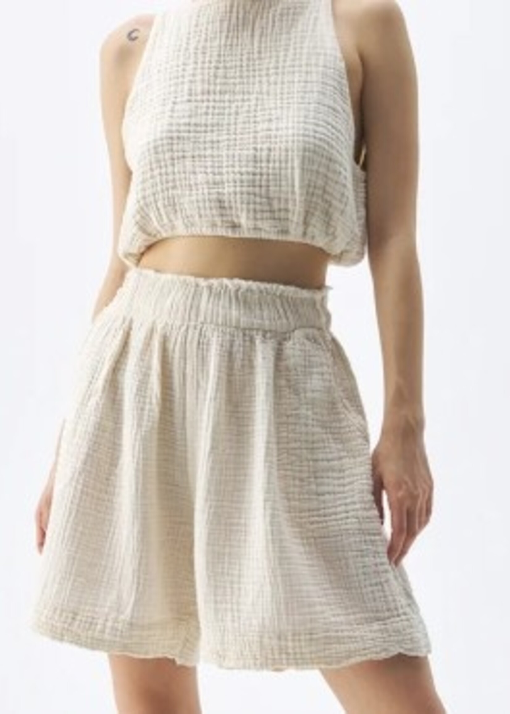Pokoloko Crinkle Relaxed Shorts * Cream * One Size