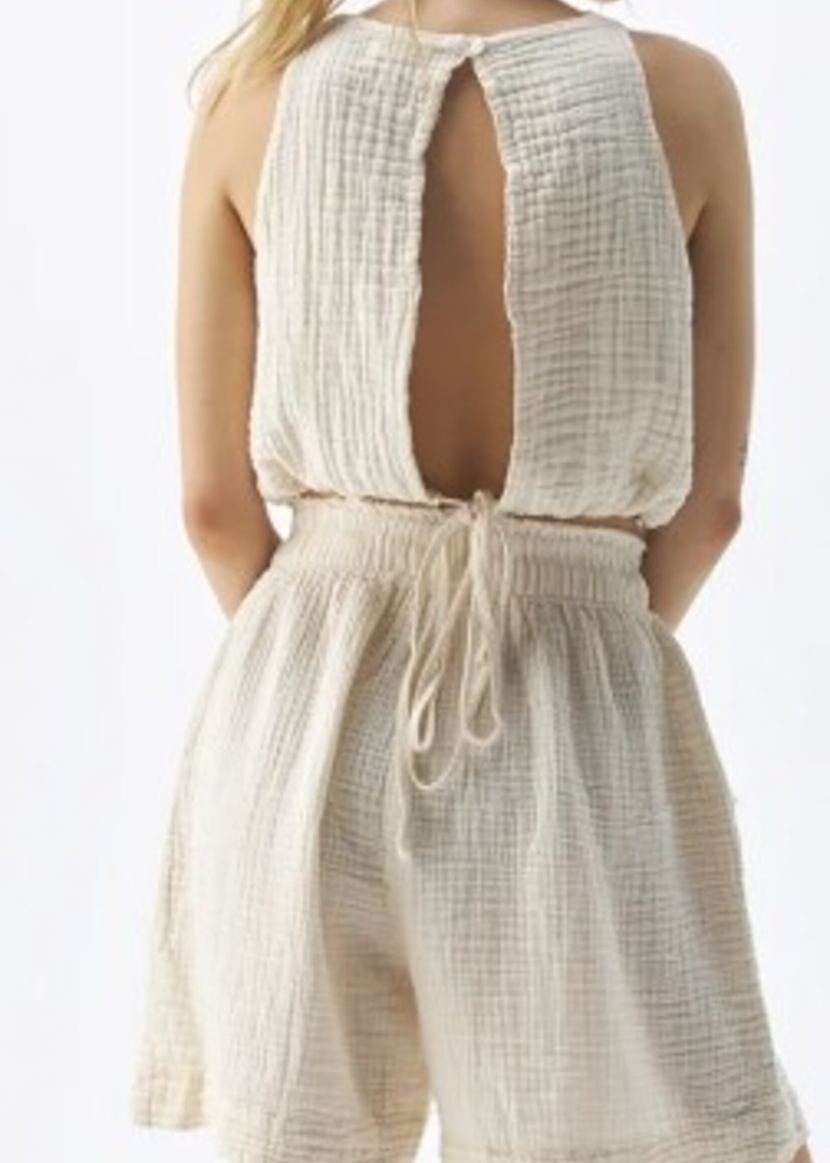 Pokoloko Crinkle Relaxed Shorts * Cream * One Size
